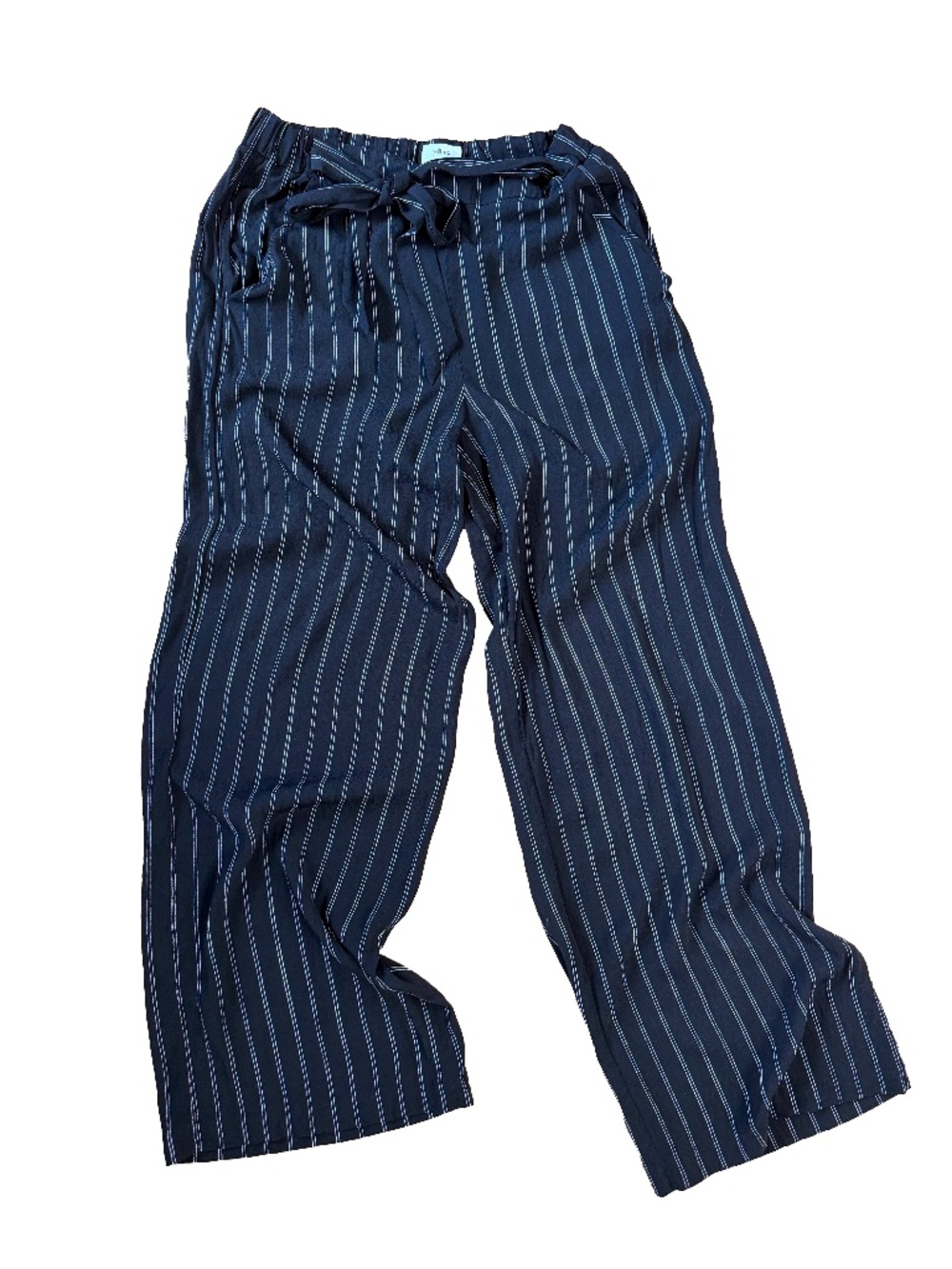 Wilfred Pinstripe Wide Leg Pants in Black Size L